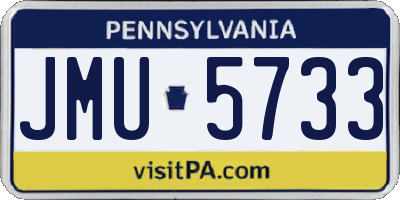 PA license plate JMU5733