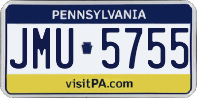 PA license plate JMU5755