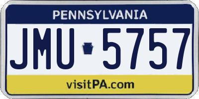 PA license plate JMU5757