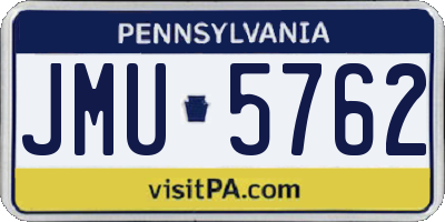 PA license plate JMU5762