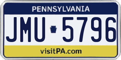 PA license plate JMU5796
