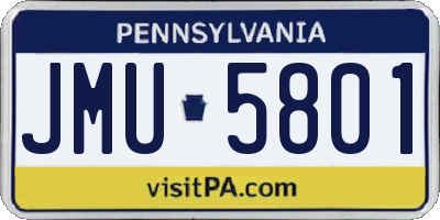 PA license plate JMU5801