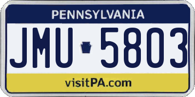 PA license plate JMU5803