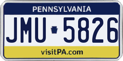 PA license plate JMU5826