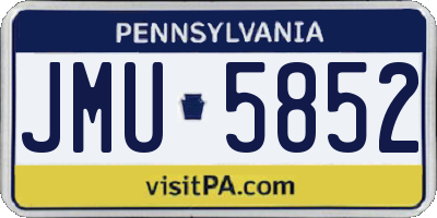 PA license plate JMU5852