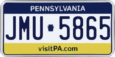 PA license plate JMU5865
