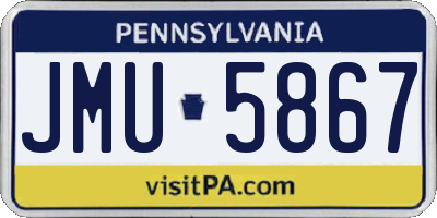 PA license plate JMU5867