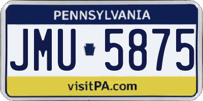 PA license plate JMU5875