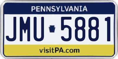 PA license plate JMU5881