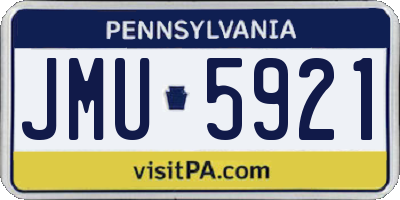 PA license plate JMU5921