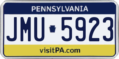 PA license plate JMU5923