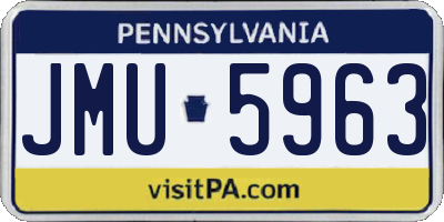 PA license plate JMU5963