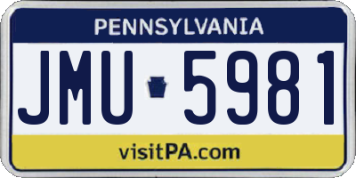 PA license plate JMU5981