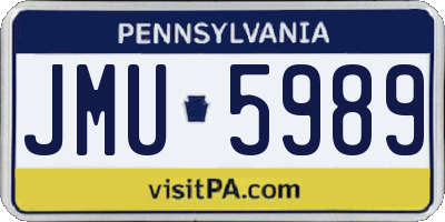 PA license plate JMU5989