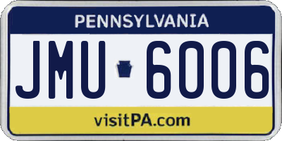 PA license plate JMU6006