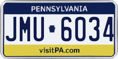 PA license plate JMU6034
