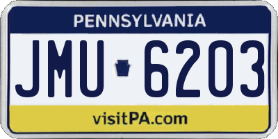 PA license plate JMU6203