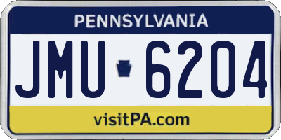 PA license plate JMU6204