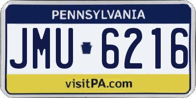 PA license plate JMU6216
