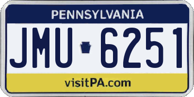 PA license plate JMU6251