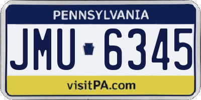 PA license plate JMU6345