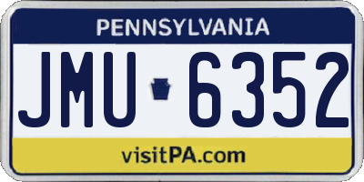 PA license plate JMU6352