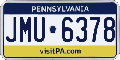 PA license plate JMU6378
