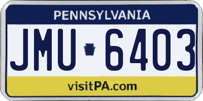 PA license plate JMU6403