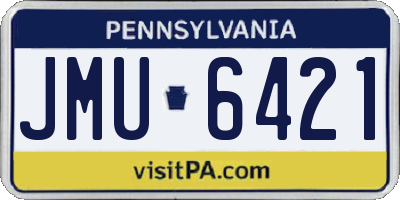 PA license plate JMU6421