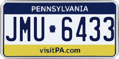 PA license plate JMU6433