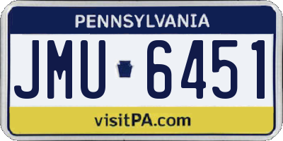 PA license plate JMU6451
