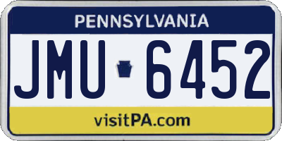 PA license plate JMU6452