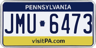 PA license plate JMU6473