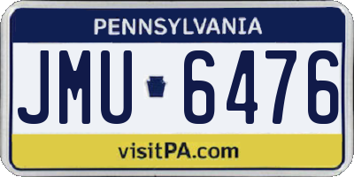 PA license plate JMU6476