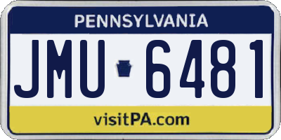 PA license plate JMU6481