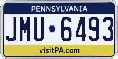 PA license plate JMU6493