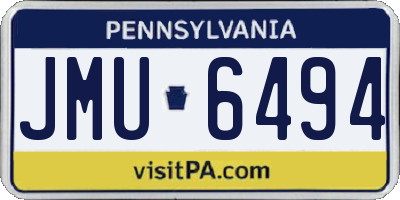 PA license plate JMU6494