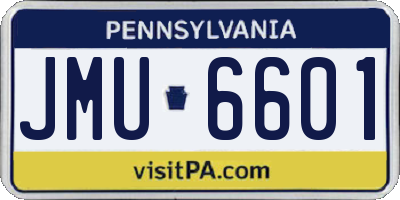 PA license plate JMU6601