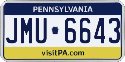 PA license plate JMU6643