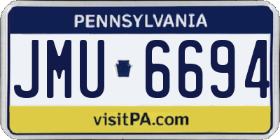 PA license plate JMU6694