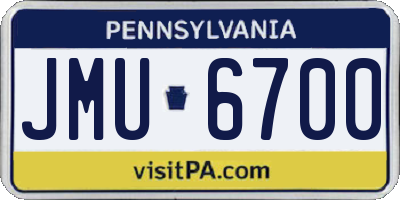 PA license plate JMU6700