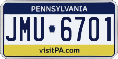 PA license plate JMU6701