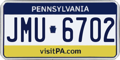 PA license plate JMU6702