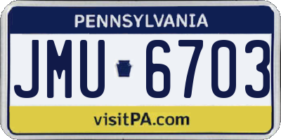 PA license plate JMU6703