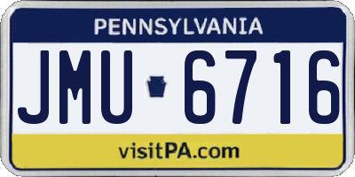 PA license plate JMU6716