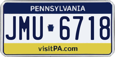 PA license plate JMU6718