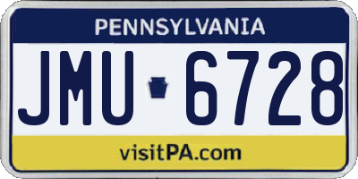 PA license plate JMU6728