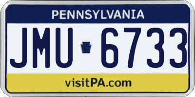 PA license plate JMU6733