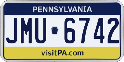 PA license plate JMU6742