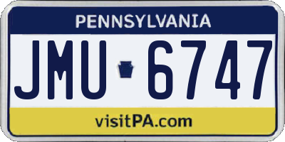 PA license plate JMU6747